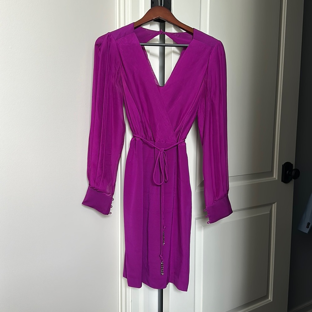 Kay Unger long sleeve midi dress with tie waist